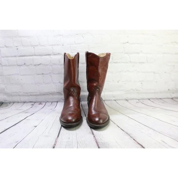 Vintage Red Wing Brown Leather Pull on Western Cowboy Work Boots Size 9.5 E - Picture 4 of 9